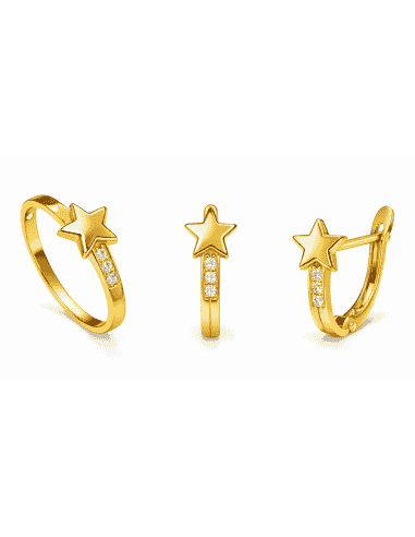Conjunto Estrella con Circonitas – Oro Amarillo 18K