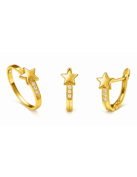 Conjunto Estrella con Circonitas – Oro Amarillo 18K