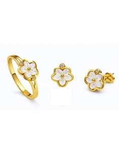 Conjunto de Comunión Flor Tallada – Oro Amarillo 18K