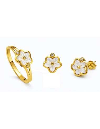 Conjunto de Comunión Flor Tallada – Oro Amarillo 18K