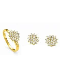 Conjunto de Comunión Rosetón de Circonitas – Oro Amarillo 18K