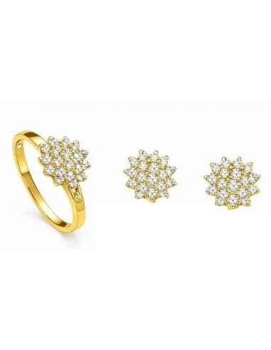 Conjunto de Comunión Rosetón de Circonitas – Oro Amarillo 18K
