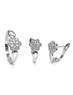 Conjunto de Comunión en Oro Blanco con Circonitas – Oro Blanco 18K