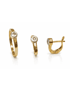 Conjunto de Comunión en Oro Bicolor con Circonita Central – Oro Amarillo y Oro Blanco 18K
