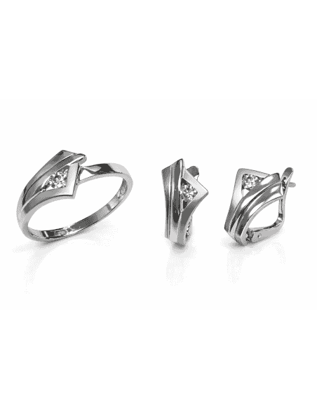Conjunto de Comunión en Oro Blanco con Circonita – Oro Blanco 18K