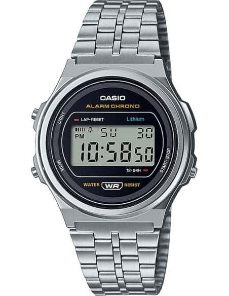 Reloj Unisex Colección Vintage Plateado y Negro - Casio A171WE-1AEF