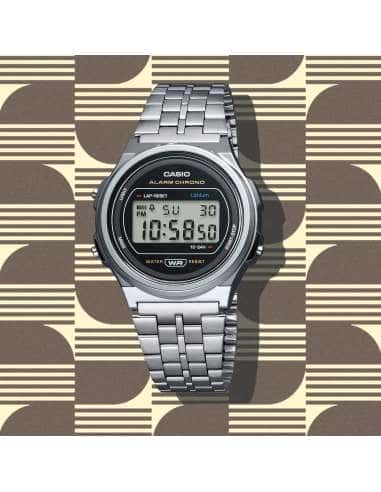 Reloj Unisex Colección Vintage Plateado y Negro...