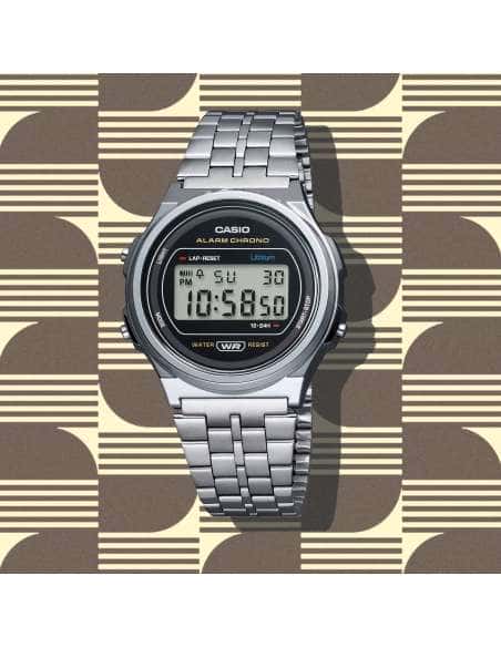 Reloj Unisex Colección Vintage Plateado y Negro - Casio A171WE-1AEF