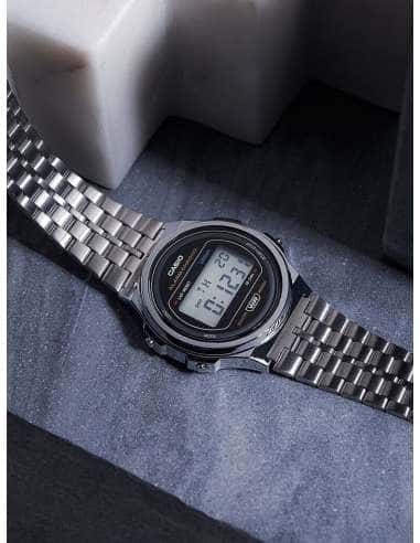 Reloj Unisex Colección Vintage Plateado y Negro...