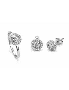 Conjunto de Comunión Redondo en Oro Blanco con Circonitas – Oro 18K