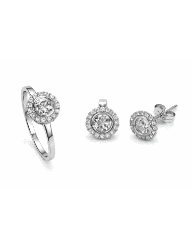 Conjunto de Comunión Redondo en Oro Blanco con Circonitas – Oro 18K