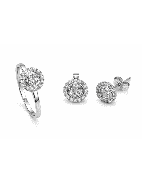 Conjunto de Comunión Redondo en Oro Blanco con Circonitas – Oro 18K