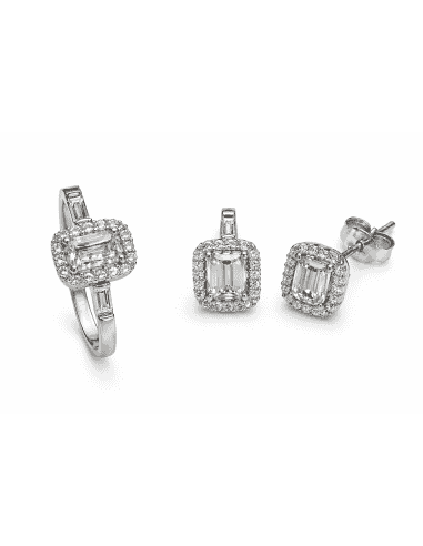 Conjunto de Comunión Rectangular en Oro Blanco con Circonitas – Oro 18K