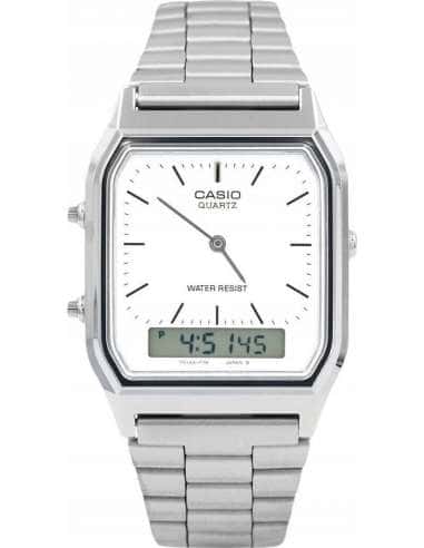 Reloj Unisex Colección Clásica Plateada y Blanca - Casio AQ-230A-7DMQYES