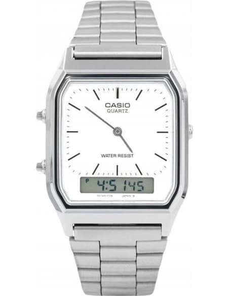 Reloj Unisex Colección Clásica Plateada y Blanca - Casio AQ-230A-7DMQYES