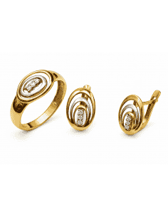 Conjunto de Comunión Bicolor Ovalado con Circonitas – Oro 18K