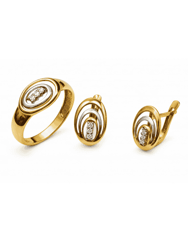 Conjunto de Comunión Bicolor Ovalado con Circonitas – Oro 18K