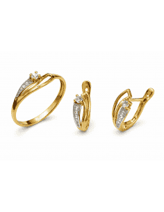 Conjunto de Comunión Bicolor con Circonita Central – Oro 18K