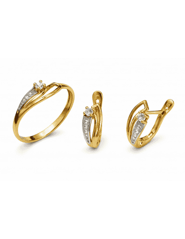 Conjunto de Comunión Bicolor con Circonita Central – Oro 18K