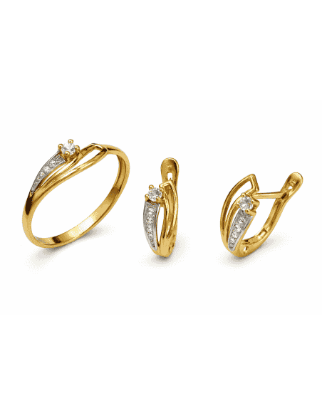 Conjunto de Comunión Bicolor con Circonita Central – Oro 18K