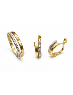 Conjunto de Comunión con Aros Texturizados – Oro Bicolor 18K