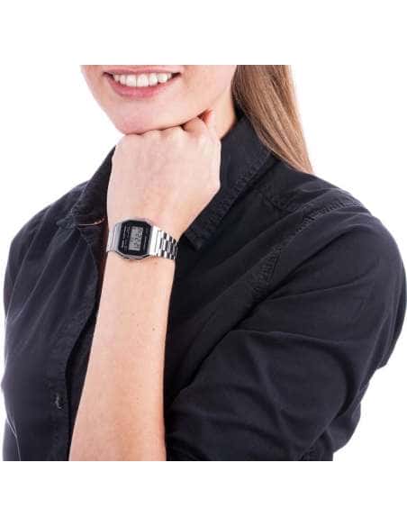 Reloj Unisex Colección Vintage Plateado y Negro - Casio A158WEA-1EF