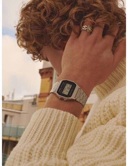 Reloj Unisex Colección Vintage Plateado y Negro - Casio A158WEA-1EF