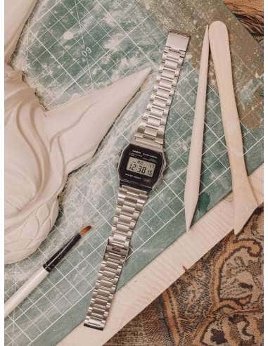 Reloj Unisex Colección Vintage Plateado y Negro...