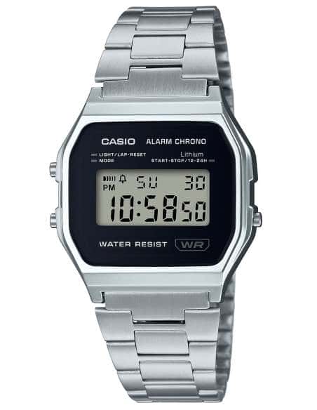 Reloj Unisex Colección Vintage Plateado y Negro - Casio A158WEA-1EF