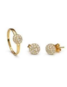 Conjunto de Comunión Rosetón de Circonitas – Oro Amarillo 18K