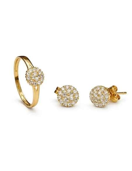Conjunto de Comunión Rosetón de Circonitas – Oro Amarillo 18K