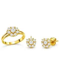 Conjunto de Comunión Rosetón de Circonitas – Oro Amarillo 18K
