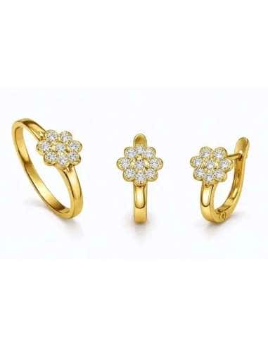 Conjunto de Comunión Rosetón de Circonitas – Oro Amarillo 18K