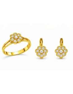 Conjunto de Comunión Flor con Circonitas – Oro Amarillo 18K