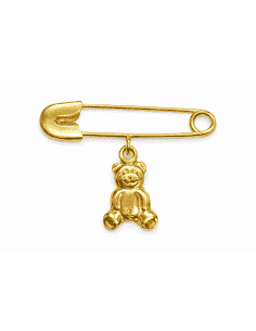 Alfiler Clásico y Colgante de Osito Sonriente - Oro Amarillo 18K