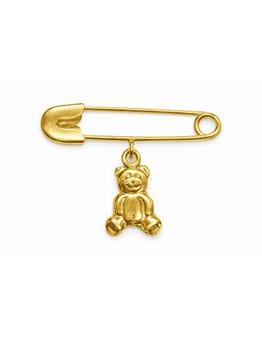 Alfiler Clásico y Colgante de Osito Sonriente - Oro Amarillo 18K