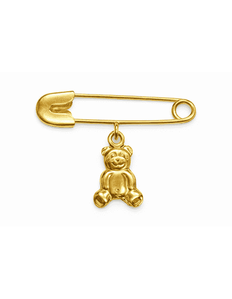 Alfiler Clásico y Colgante de Osito Sonriente - Oro Amarillo 18K