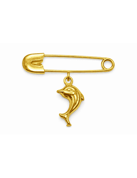Alfiler Clásico y colgante Delfín - Oro Amarillo 18K