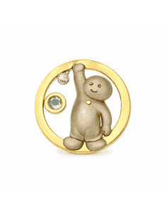 Colgante en Oro Niño Círculos Pulidos con Diamante y Agua marina - Oro amarillo 18K