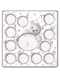 Marco de Fotos Infantil Personalizado Oso 12 Meses Rosa - Global Argenti 44539