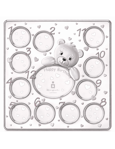 Marco de Fotos Infantil Personalizado Oso 12 Meses Rosa - Global Argenti 44539