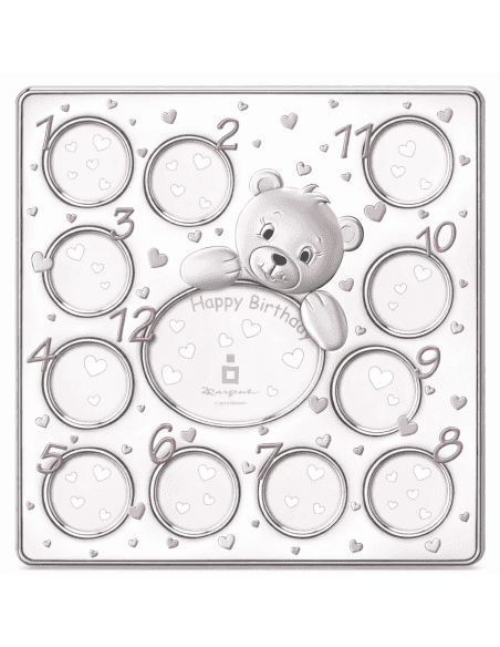 Marco de Fotos Infantil Personalizado Oso 12 Meses Rosa - Global Argenti 44539