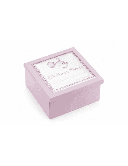 Cajita para Dientes Infantil Madera Rosa Ratoncito Pérez - Eventi EV3465/02RS