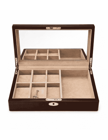 Joyero rectangular con bandeja organizadora con llave - LU7531