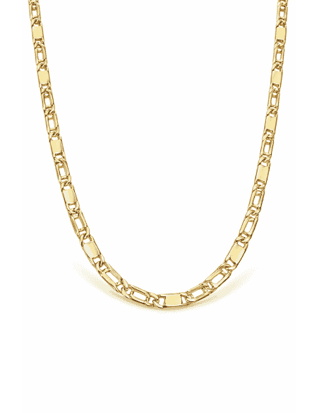Cadena caballero Ojo de Perdiz con chapa - Oro 18k