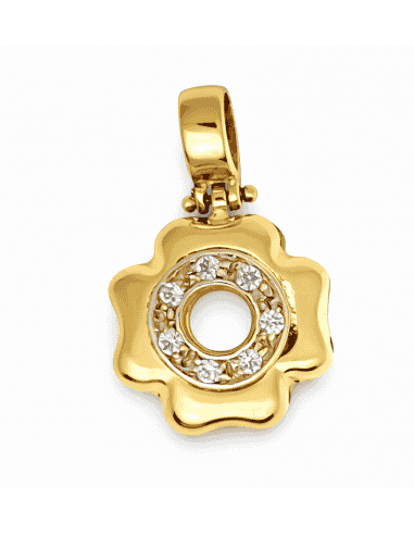 Colgante en  Oro 18k con forma de Flor con circonitas - Oro Amarillo 18K