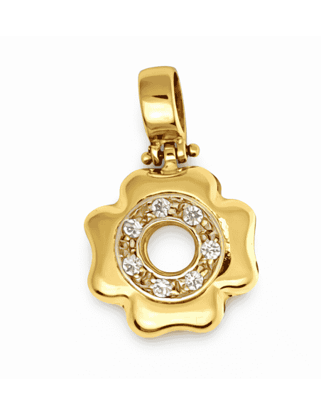 Colgante en  Oro 18k con forma de Flor con circonitas - Oro Amarillo 18K