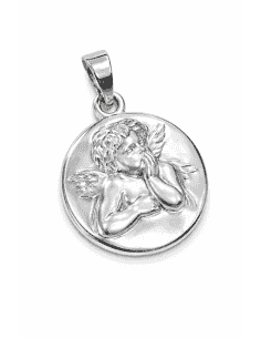 Colgante de Mujer de Plata Ángel de la Guarda Redondo - Plata de ley