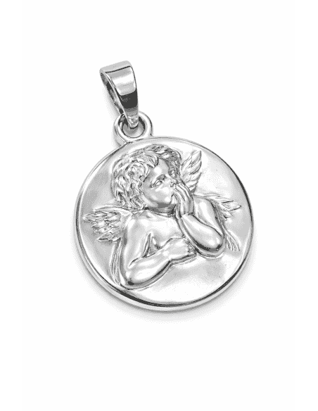 Colgante de Mujer de Plata Ángel de la Guarda Redondo - Plata de ley