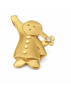 Colgante Niña y Trenza con Diamante - Oro Amarillo 18K